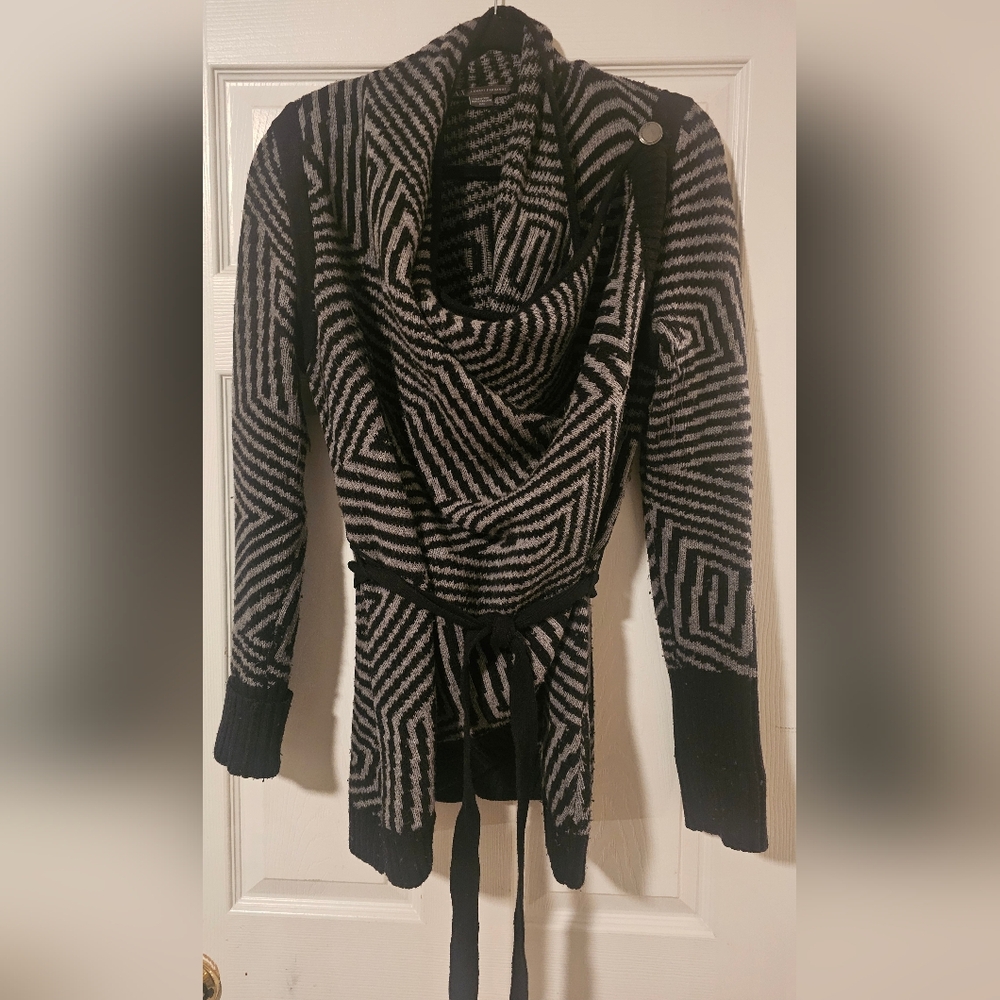 Armani Exchange Black and Gray Cowl Neck Sweater